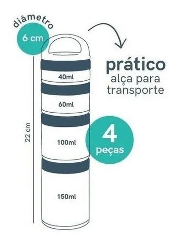 Mini Potes Empilháveis Porta Lanches Marmita Snack Fit