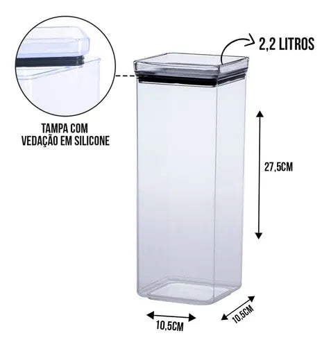 Conjunto Potes Hermeticos Lumini 8 Peças -1000ml, 480ml