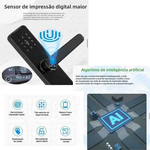 Fechadura Digital Eletrônica Biométrica Card Senha App Tuya