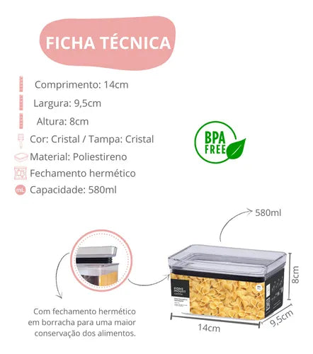 Jogo 2 Potes Hermético Lumini 580ml - Paramount