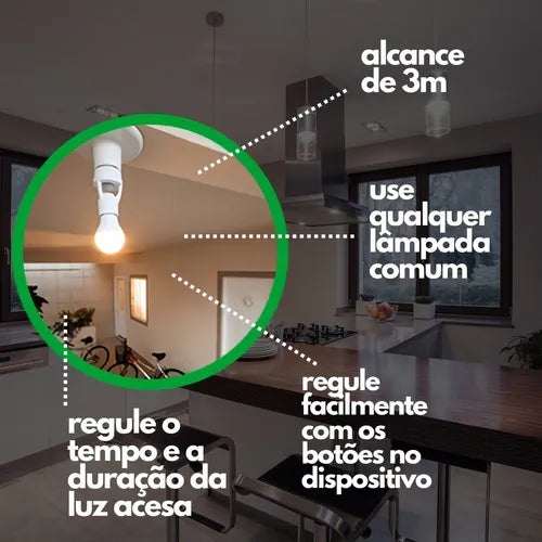 Sensor Presença Programável Para Bocal De Luz Kit 2 Unidades