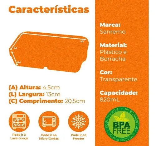 Jogo De Potes Herméticos De Plástico 5pç 820ml Verde Sanremo Cor Transparente
