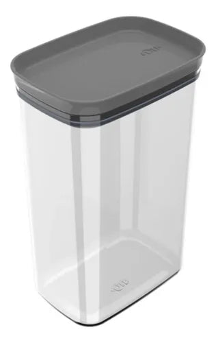 Conjunto De 4 Potes Hermético Retangular Block Cinza 2,3l Ou Cinza