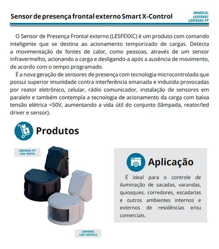 Sensor Presença Movimento Fotocélula Temporizador Xcontrol App Exatron Lesfex Xc 110v 220v Bivolt Preto