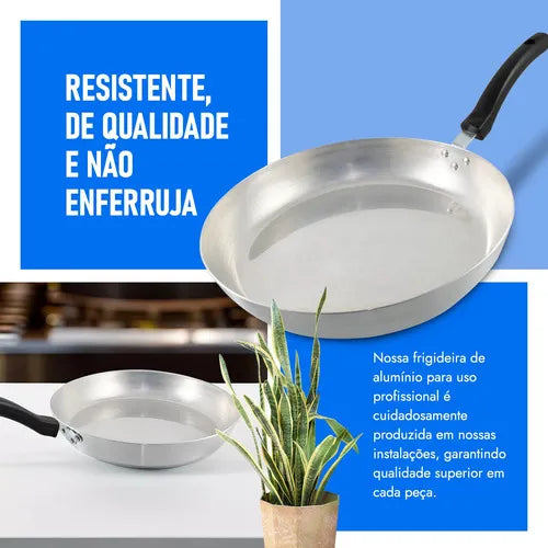 Jogo Frigideira Grande Industrial Profissional Restaurante N28 Alumínio 3 un.