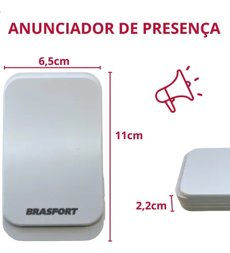 Sensor Anunciador De Presença Raio De 100 Metros Brasfort