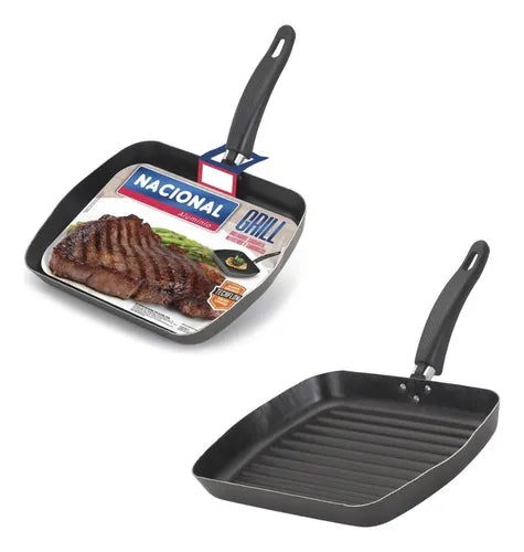 Frigideira Bifeteira Grill Teflon Grelhar Sem Gordura Cor Grafite