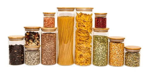 Potes De Vidro Mantimentos Com Tampa Bambu Oikos - 11 Pçs