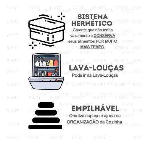 Kit 3 Potes Herméticos Grande Arroz Feijão Macarrão Cozinha