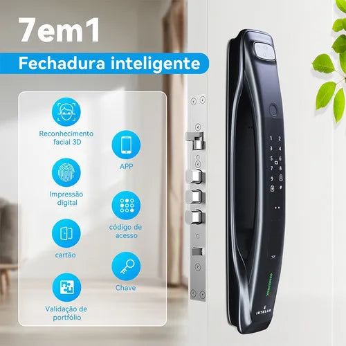 Fechadura Digital Reconhecimento Facial 3d C/ Câmera E App