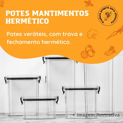 Kit Cozinha 10 Potes Herméticos Mantimentos Organizador