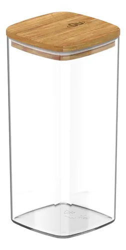 Pote Hermético Organizador Tampa De Bambu 340ml Keep Ou