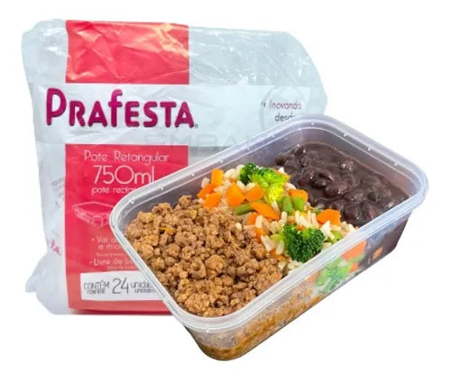 Pote Marmita Fit Descartável 750ml Prafesta Com Tampa - 48u