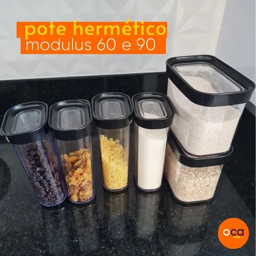 Kit Conjunto De 02 Potes Herméticos Mantimentos Acrílico 60