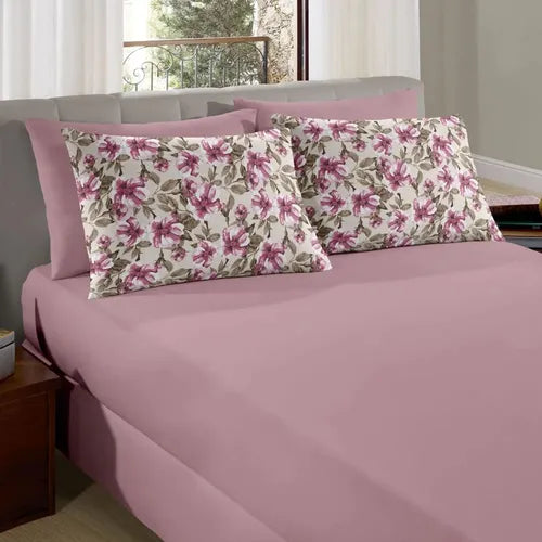 Jogo De Cama Lençol Casal Super King 3 Peças Malha 2,03x1,93 Cor Diversos Desenho Do Tecido Estampado