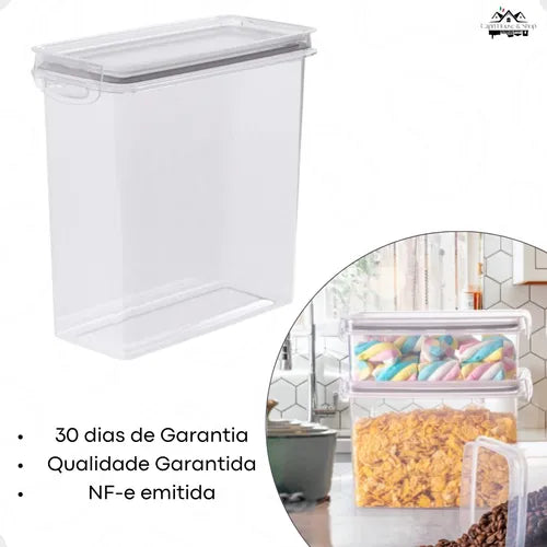 Pote Hermético Plástico Mantimentos Transparente 3 Litros