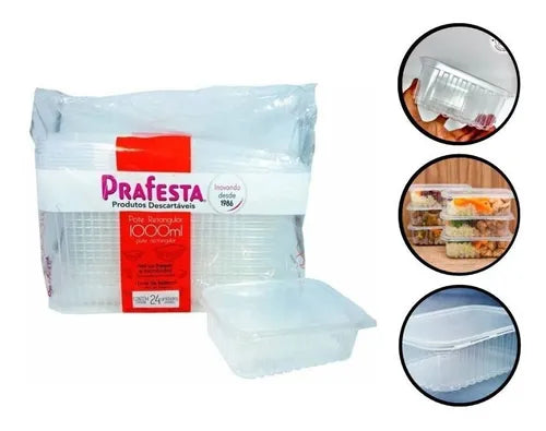 Pote Micro E Freezer 1000ml Prafesta com 24 Uni - Marmita Fitness