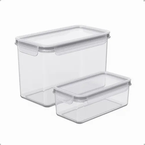 Kit 2 Potes Hermético Plástico Mantimentos 860ml 1,9 Litros