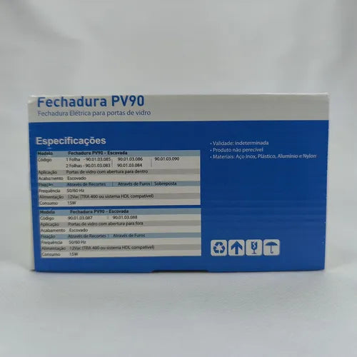 Fechadura P/ Porta De Vidro Hdl Pv90 1r Abre Para Dentro 12V