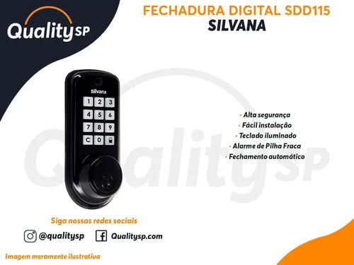 Fechadura Eletrônica Teclado Iluminado Chave Silvana Sdd115