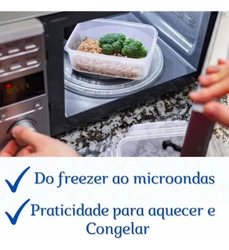 Reutilizável Pote Marmita Kit 12 Comida Congelador Freezer