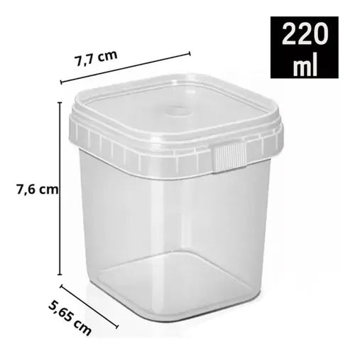 100un Pote Com Lacre Tampa Descartável 220ml Plastilani Bolo Transparente