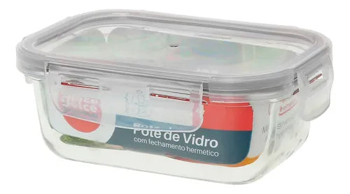 Pote Hermético De Vidro - Marmita 420ml - Kit C/ 10 Unidades Cor Vermelho