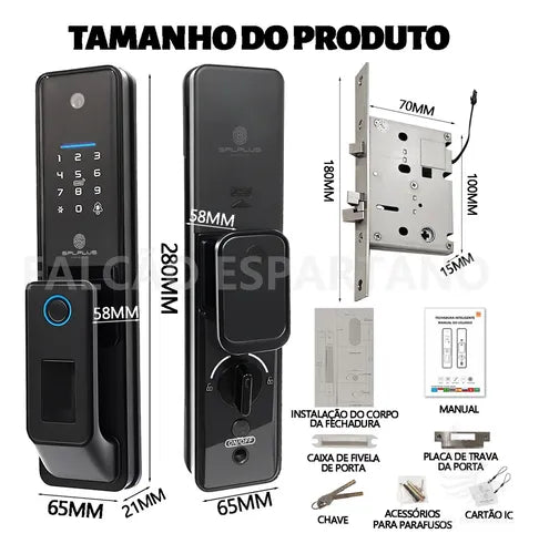 Fechadura Eletronica Biometria Com Câmera Wifi Facial App