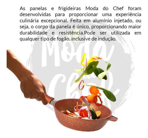Frigideira 24cm Antiaderente Laranja Graniflon Moda Do Chef