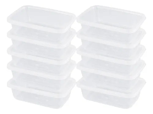 Kit 10 Pote 800 Ml Transparente Bpa Free Marmita Microondas