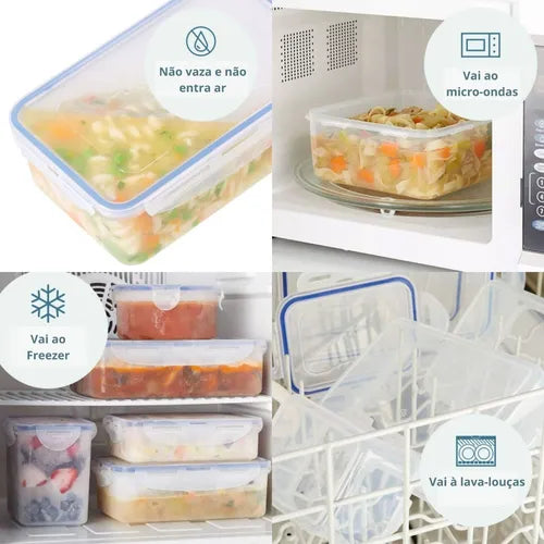 Kit 2 Potes Hermético Tampa Travas Grande Lock&lock 2400ml