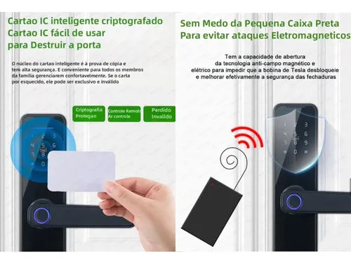 Fechadura Digital Eletrônica Biométrica Card Senha App Tuya