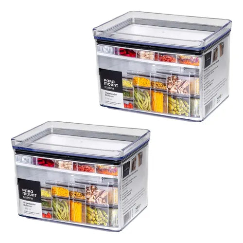 Conjunto 2 Potes Organizador De Despensa Acrílico 1.800 Ml