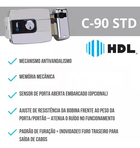 Fechadura C-90 Abertura Para Fora Fixa Inox Hdl 12V