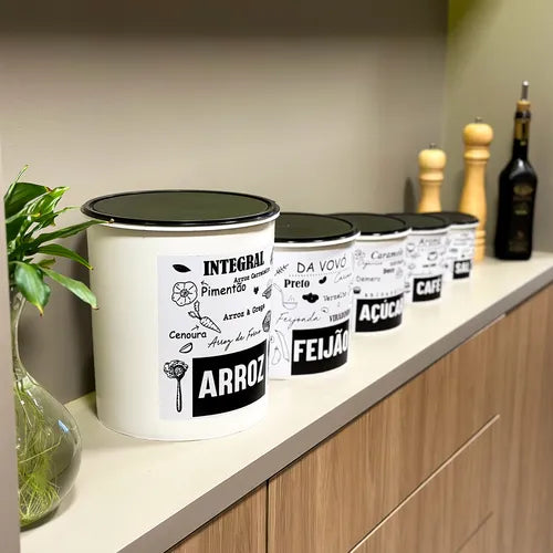 Kit Porta Mantimento Jogo 5 Peças Com Tampa Cozinha Decor