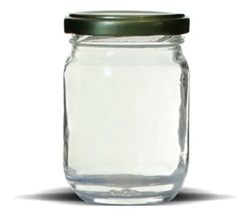 24 Potes De Vidro 200ml Com Tampas Metálicas E Lacres Cor Dourado