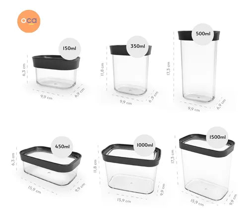 Kit 12 Potes Herméticos Para Mantimentos De Acrilico