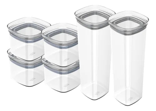 Conjunto 6 Potes Herméticos Block Mini Temperos Especiarias Cor Transparente