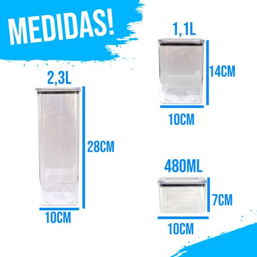 Kit 8 Potes 2,3l + 4 Potes 1,1l P/ Organização Cozinha