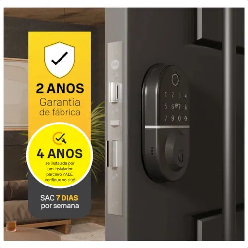 Fechadura Digital Para Portas Yale Compact Rl Externa Preta  Preto