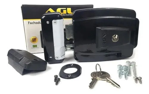 Fechadura Elétrica Agl Al100r Reversível12v Preto Cor Cinza-escuro