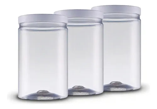 Kit 03 Pote De Plástico Cristal Com Tampa 1500ml Mantimento