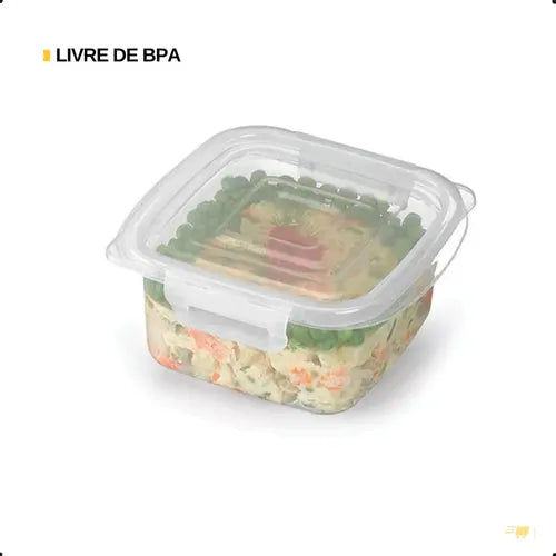 Pote Quadrado Com Travas Marmita Grande 3,7l Transparente