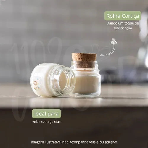 40 Mini Pote De Vidro 40ml Para Velas Doces Tampa De Rolha Cor Transparente