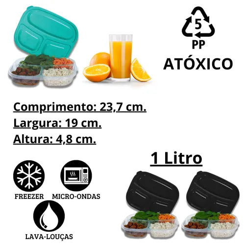 12 Potes Marmita Reutilizável Potes 500ml Freezer Microondas Cor Sortido