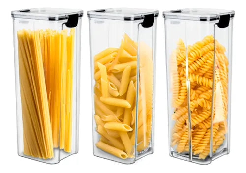 Conjunto 3 Potes Hermético 2,15 L Porta Mantimento Arroz