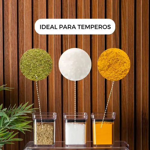 Jogo 6 Mini Potes Paramount Mini Lumini 180ml Organizadores De Temperos Cor Transparente