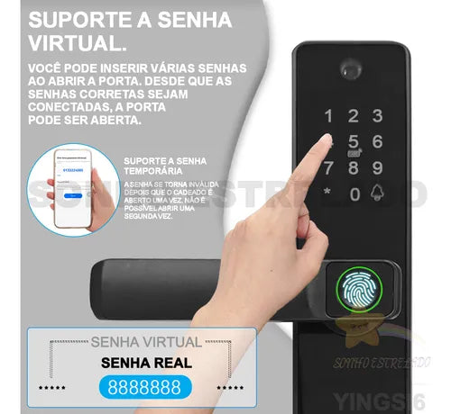 Fechadura Digital Inteligente Wifi Biométrica Smart Tuya
