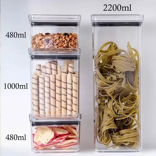 Kit 2 Potes Hermético Porta Mantimento Quadrado 2200ml Tampa