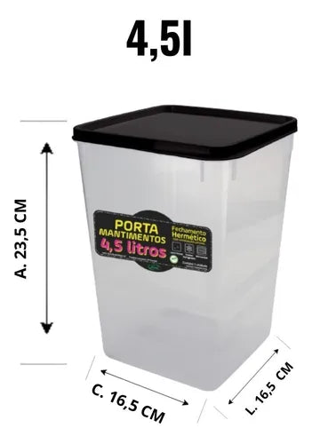 Kit 2 Pote Mantimento Hermético Cabe 3kg Alimento 4,5 Grande